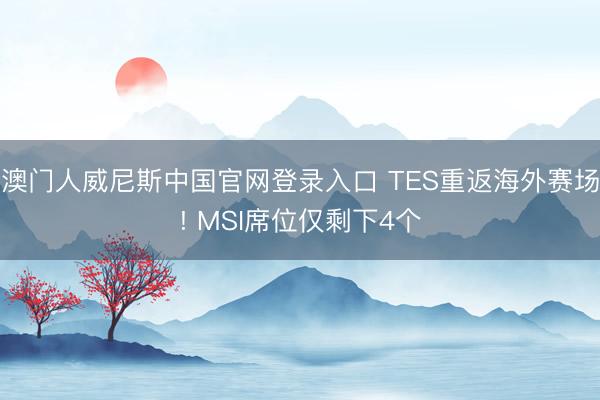 澳门人威尼斯中国官网登录入口 TES重返海外赛场! MSI席位仅剩下4个