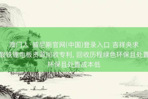 澳门人·威尼斯官网(中国)登录入口 吉祥央求废旧磷酸铁锂电板资源回收专利， 回收历程绿色环保且处置成本低
